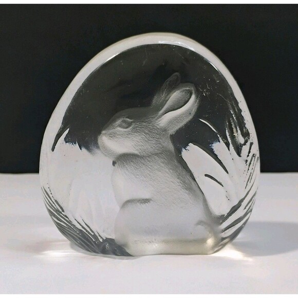 Vintage Lead Crystal Zajecar Sitting Bunny Rabbit Paperweight Figurine Art Glass - Picture 1 of 8